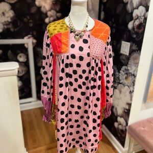 Vibrant Polka Dot Patchwork Dress